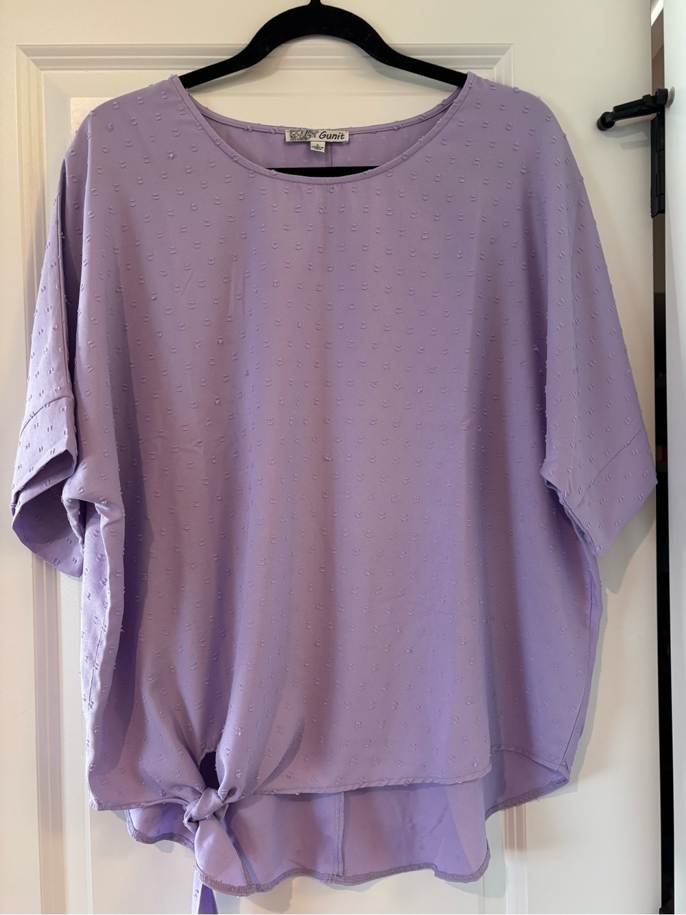 Gunit Lavender Textured Tie‑Front Blouse – Flowy Boho Top